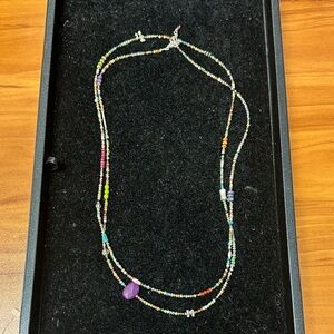 Colorful Beaded Necklace with Purple Accent